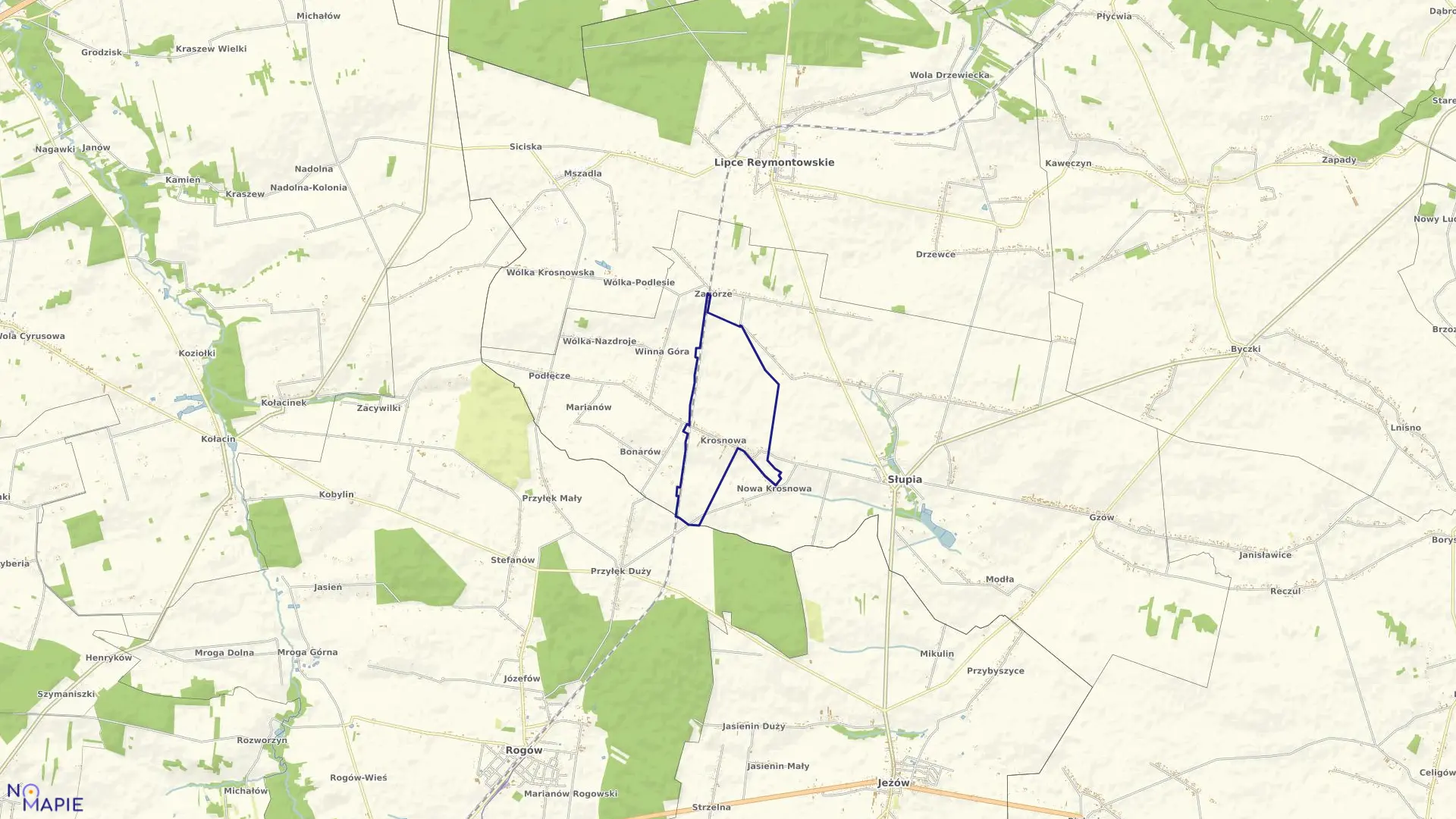 Mapa obrębu KROSNOWA w gminie Słupia