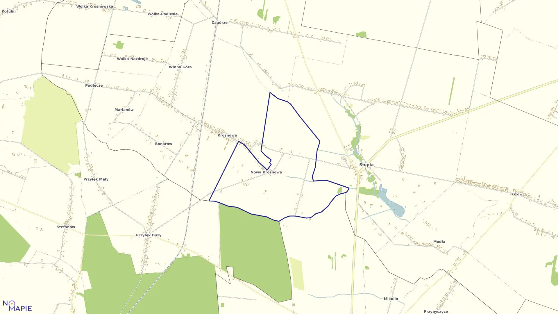 Mapa obrębu NOWA KROSNOWA w gminie Słupia