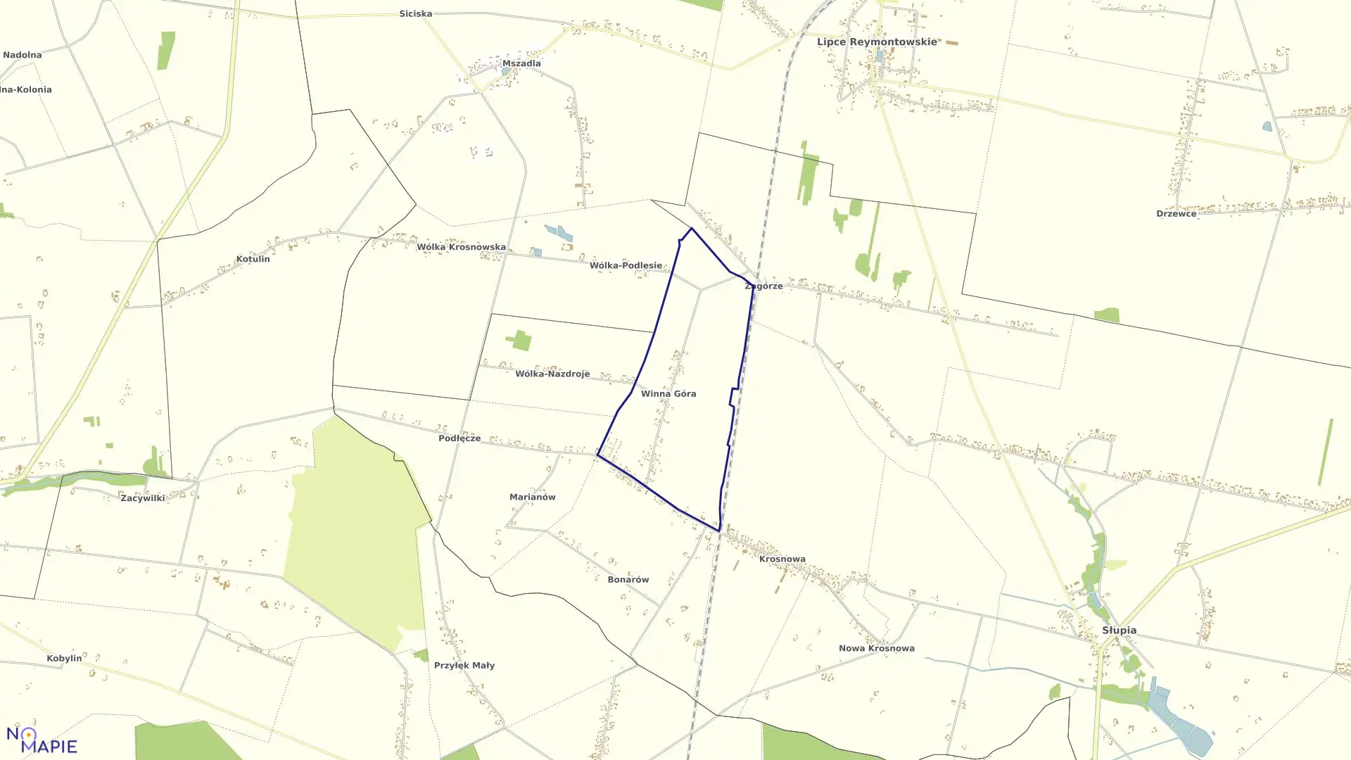 Mapa obrębu WINNA GÓRA w gminie Słupia