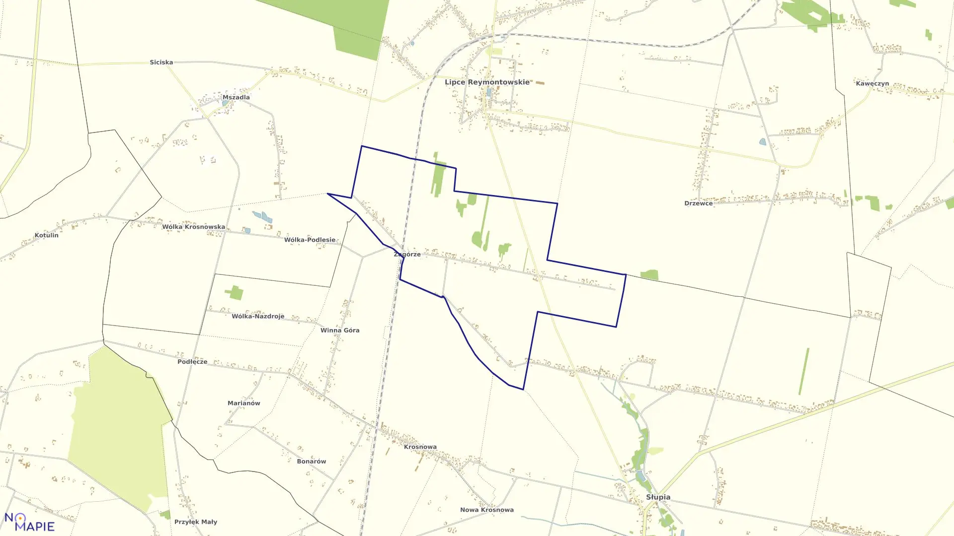 Mapa obrębu ZAGÓRZE w gminie Słupia